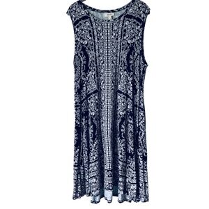 STYLE & CO Printed Sleeveless Swing Dress Black White Paisley XL